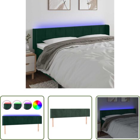 vidaXL Luci LED per camera da letto -  Testiera a LED Verde Scuro 203x16x78/88 cm in Velluto