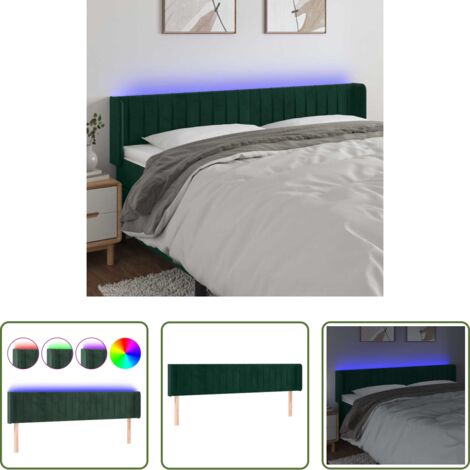 vidaXL Luci LED per camera da letto -  Testiera a LED Verde Scuro 203x16x78/88 cm in Velluto