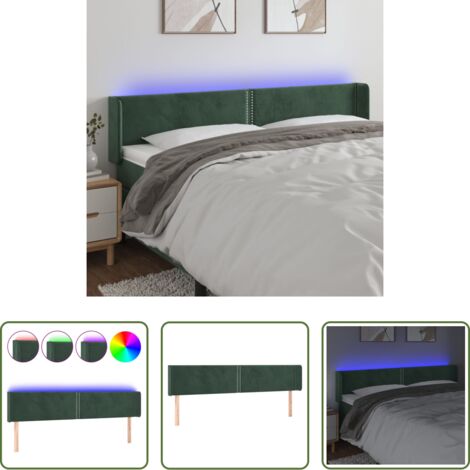 vidaXL Luci LED per camera da letto -  Testiera a LED Verde Scuro 203x16x78/88 cm in Velluto