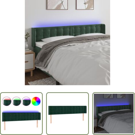 vidaXL Luci LED per camera da letto -  Testiera a LED Verde Scuro 203x16x78/88 cm in Velluto