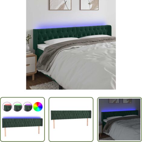 vidaXL Luci LED per camera da letto -  Testiera a LED Verde Scuro 203x16x78/88 cm in Velluto