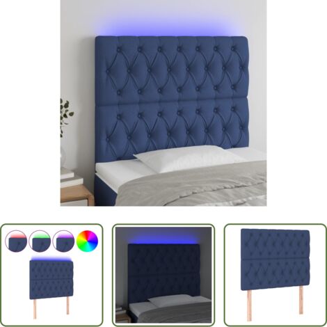 vidaXL Luci LED per letto -  Testiera a LED Blu 100x7x118/128 cm in Tessuto