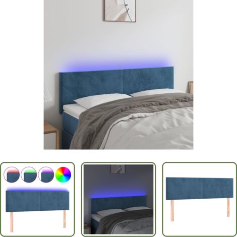vidaXL Luci LED per letto -  Testiera a LED Blu Scuro 144x5x78/88 cm in Velluto