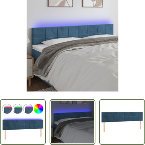 vidaXL Luci LED per letto -  Testiera a LED Blu Scuro 200x5x78/88 cm in Velluto