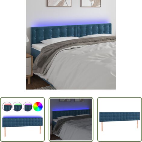 vidaXL Luci LED per letto -  Testiera a LED Blu Scuro 200x5x78/88 cm in Velluto