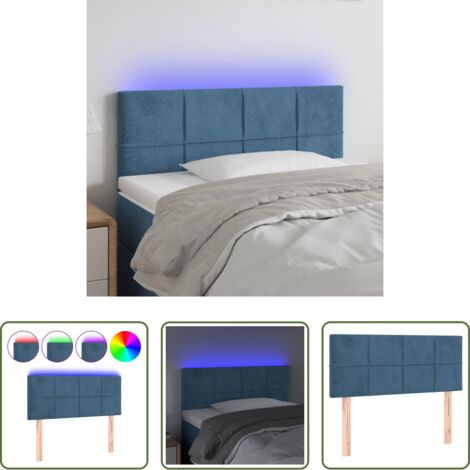 vidaXL Luci LED per letto -  Testiera a LED Blu Scuro 80x5x78/88 cm in Velluto