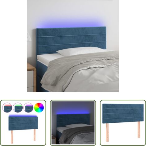 vidaXL Luci LED per letto -  Testiera a LED Blu Scuro 80x5x78/88 cm in Velluto