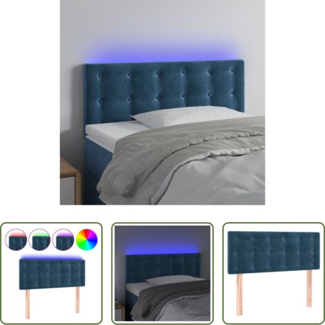 vidaXL Luci LED per letto -  Testiera a LED Blu Scuro 80x5x78/88 cm in Velluto