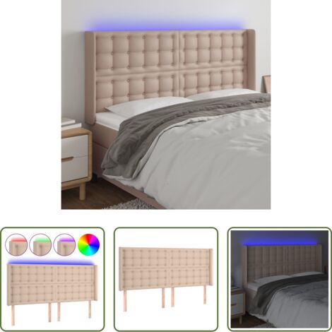 vidaXL Luci LED per letto -  Testiera a LED Cappuccino 183x16x118/128 cm in Similpelle