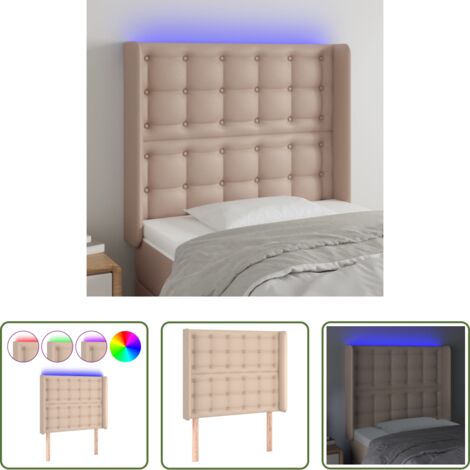 vidaXL Luci LED per letto -  Testiera a LED Cappuccino 93x16x118/128 cm in Similpelle