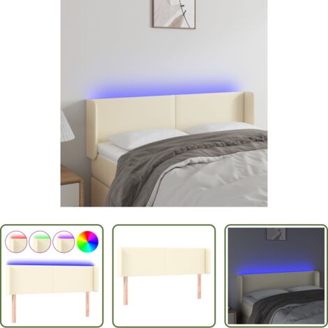 vidaXL Luci LED per letto -  Testiera a LED Crema 147x16x78/88 cm in Similpelle