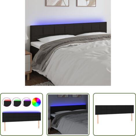 vidaXL Luci LED per letto -  Testiera a LED Nera 180x5x78/88 cm in Tessuto