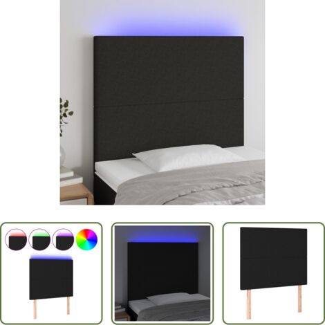 vidaXL Luci LED per letto -  Testiera a LED Nera 80x5x118/128 cm in Tessuto