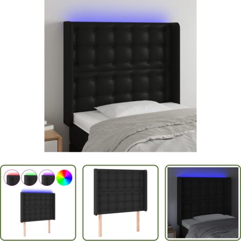 vidaXL Luci LED per letto -  Testiera a LED Nera 83x16x118/128 cm in Similpelle