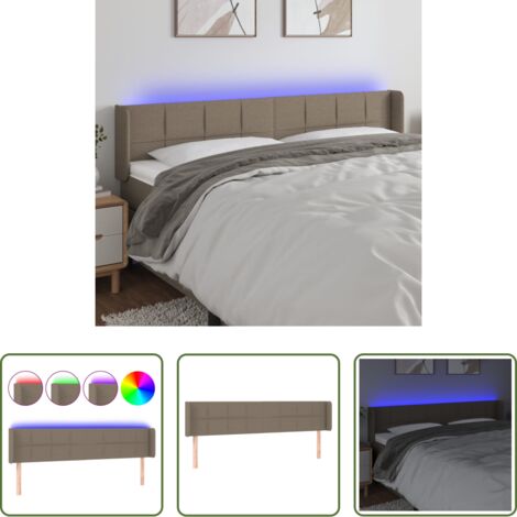 vidaXL Luci LED per letto -  Testiera a LED Tortora 163x16x78/88 cm in Tessuto