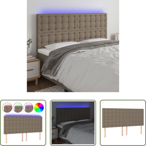 vidaXL Luci LED per letto -  Testiera a LED tortora 200x5x118/128cm in Tessuto
