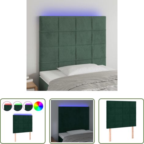 vidaXL Luci LED per letto -  Testiera a LED Verde Scuro 100x5x118/128cm in Velluto