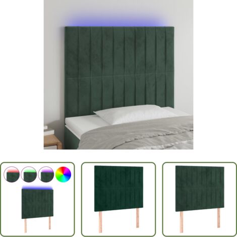 vidaXL Luci LED per letto -  Testiera a LED Verde Scuro 100x5x118/128cm in Velluto