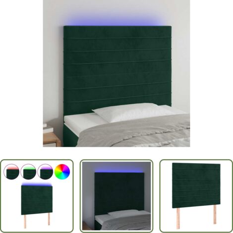 vidaXL Luci LED per letto -  Testiera a LED Verde Scuro 100x5x118/128cm in Velluto