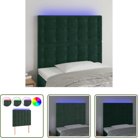 vidaXL Luci LED per letto -  Testiera a LED Verde Scuro 100x5x118/128cm in Velluto