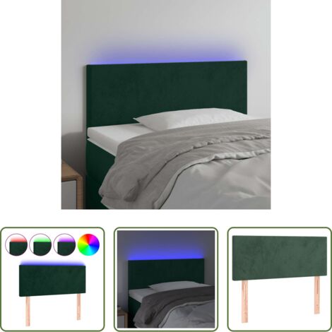 vidaXL Luci LED per letto -  Testiera a LED Verde Scuro 100x5x78/88 cm in Velluto