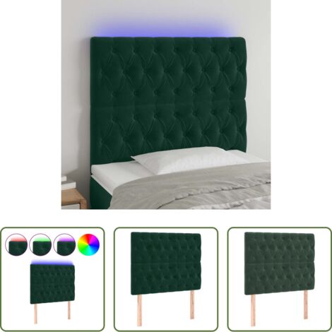 vidaXL Luci LED per letto -  Testiera a LED Verde Scuro 100x7x118/128cm in Velluto
