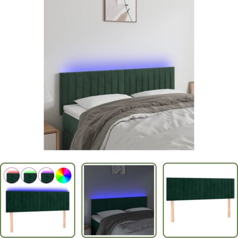 vidaXL Luci LED per letto -  Testiera a LED Verde Scuro 144x5x78/88 cm in Velluto
