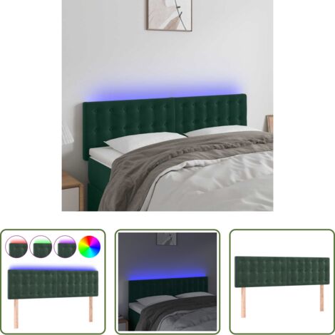 vidaXL Luci LED per letto -  Testiera a LED Verde Scuro 144x5x78/88 cm in Velluto