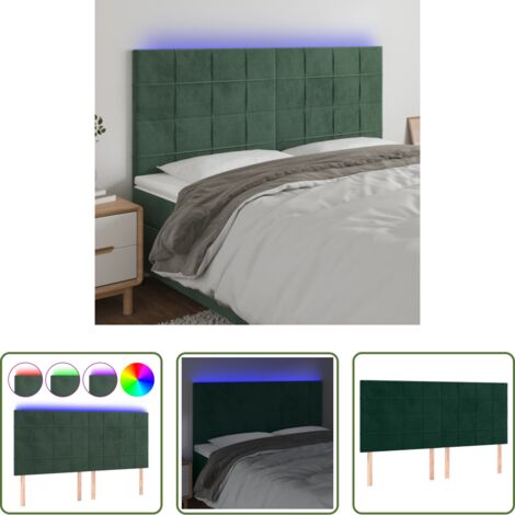 vidaXL Luci LED per letto -  Testiera a LED Verde Scuro 160x5x118/128cm in Velluto