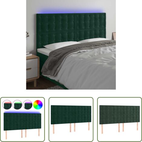 vidaXL Luci LED per letto -  Testiera a LED Verde Scuro 160x5x118/128cm in Velluto