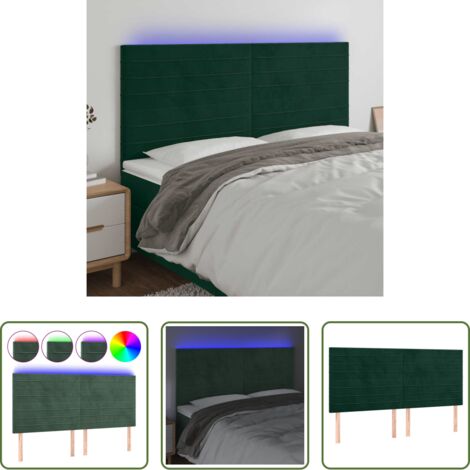 vidaXL Luci LED per letto -  Testiera a LED Verde Scuro 160x5x118/128cm in Velluto