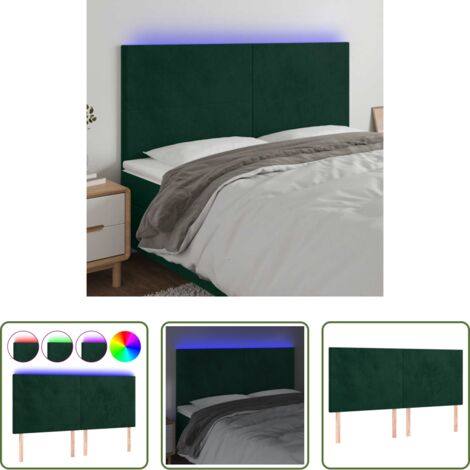 vidaXL Luci LED per letto -  Testiera a LED Verde Scuro 160x5x118/128cm in Velluto