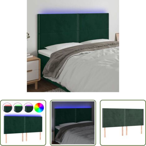 vidaXL Luci LED per letto -  Testiera a LED Verde Scuro 200x5x118/128 cm in Velluto
