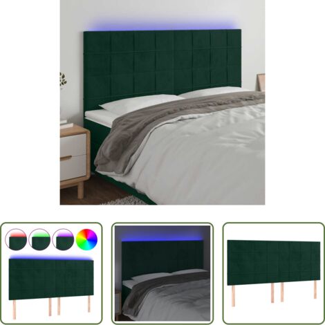 vidaXL Luci LED per letto -  Testiera a LED Verde Scuro 200x5x118/128 cm in Velluto