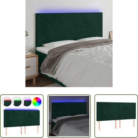 vidaXL Luci LED per letto -  Testiera a LED Verde Scuro 200x5x118/128 cm in Velluto