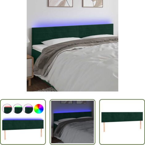 vidaXL Luci LED per letto -  Testiera a LED Verde Scuro 200x5x78/88 cm in Velluto