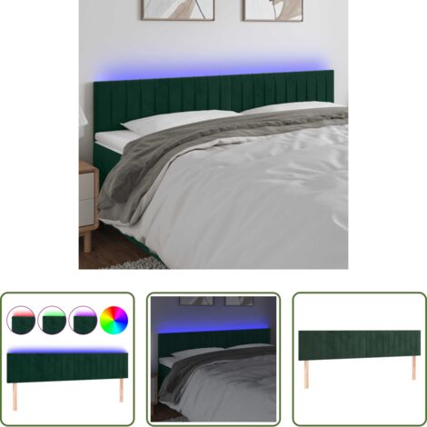 vidaXL Luci LED per letto -  Testiera a LED Verde Scuro 200x5x78/88 cm in Velluto