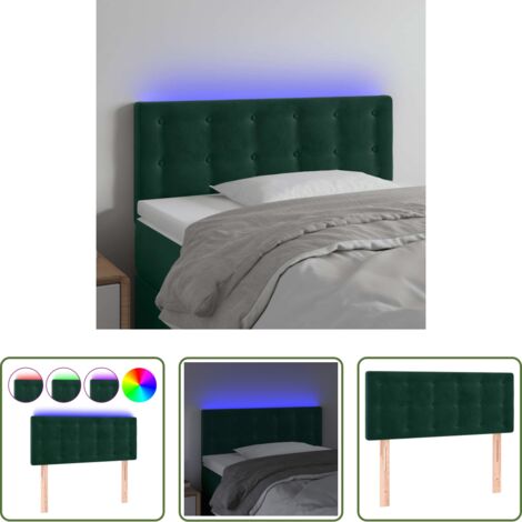 vidaXL Luci LED per letto -  Testiera a LED Verde Scuro 80x5x78/88 cm in Velluto