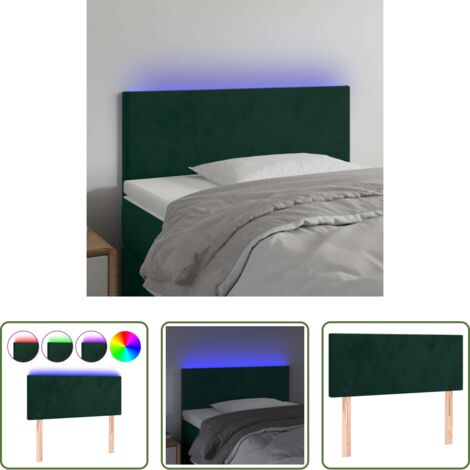 vidaXL Luci LED per letto -  Testiera a LED Verde Scuro 80x5x78/88 cm in Velluto