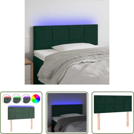 vidaXL Luci LED per letto -  Testiera a LED Verde Scuro 80x5x78/88 cm in Velluto