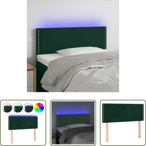 vidaXL Luci LED per letto -  Testiera a LED Verde Scuro 80x5x78/88 cm in Velluto