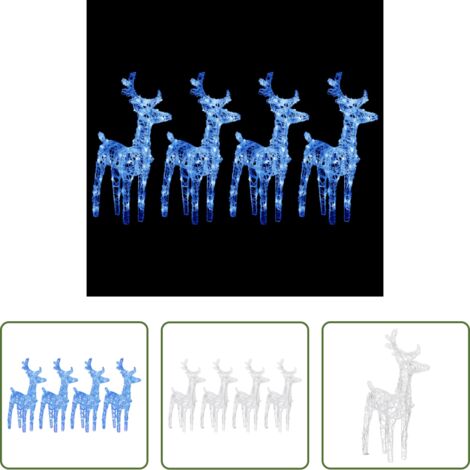 vidaXL Luci LED - Renne di Natale 4 pz Blu 160 LED in Acrilico
