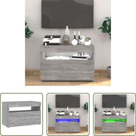 vidaXL Luci LED RGB -  Mobile Porta TV con Luci LED Grigio Sonoma 60x35x40 cm