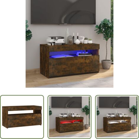 vidaXL Luci LED RGB -  Mobile Porta TV con Luci LED Rovere Fumo 75x35x40 cm