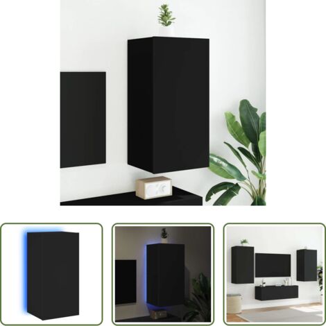 vidaXL Luci LED RGB -  Mobile TV a Parete con Luci LED Nero 40,5x35x80 cm