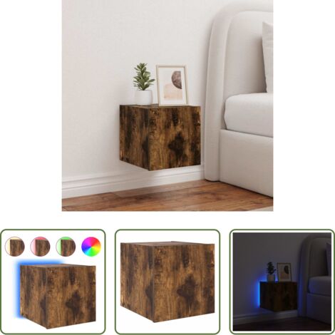 vidaXL Luci LED RGB -  Mobile TV a Parete con Luci LED Rovere Fumo 30,5x35x30 cm