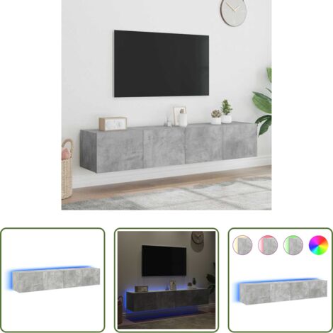 vidaXL Luci LED RGB -  Mobili TV a Parete con Luci LED 2pz Grigio Cemento 80x35x31 cm