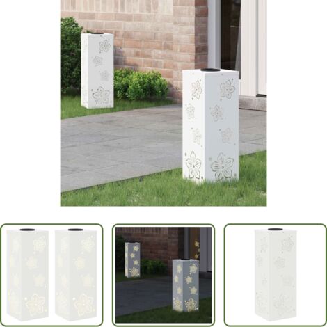 vidaXL Luci LED solari -  Faro LED solare per sentieri 2 pcs Bianco