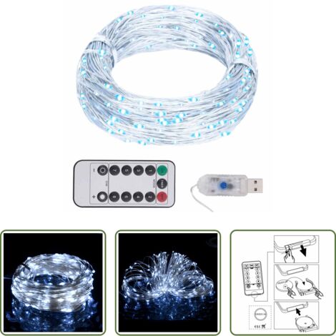 vidaXL Luci LED -  Stringa LED con 150 Luci LED Bianco Freddo 15 m