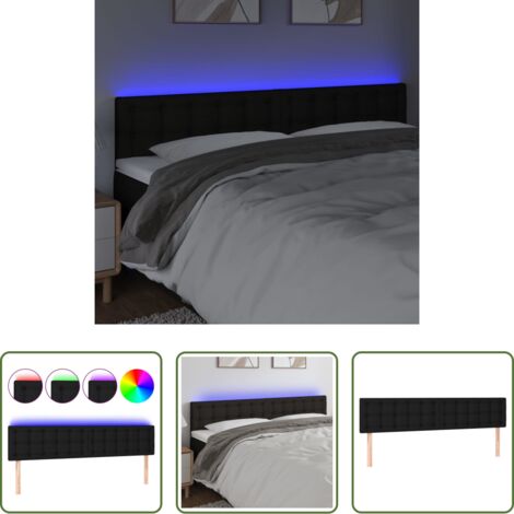 vidaXL Luci LED -  Testiera a LED Nera 200x5x78/88 cm in Tessuto